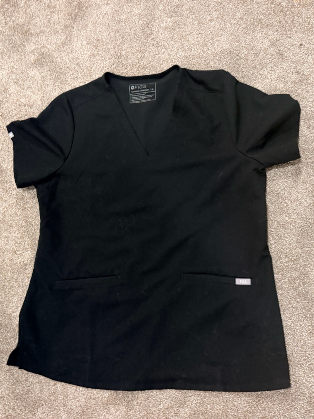 Figs Women’s Black V-Neck Scrub Top